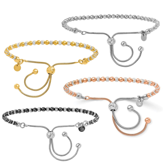 Sterling Silver Adjustable Beaded Bracelet
