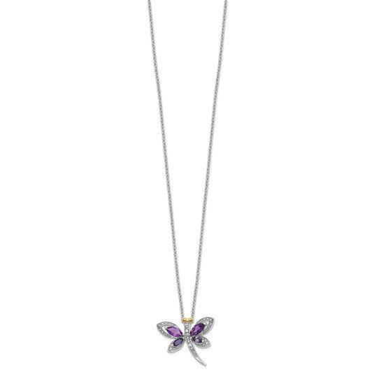 Sterling Silver Purple Dragonfly Pendant