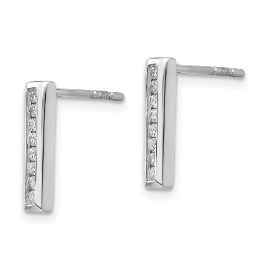 Sterling Diamond Bar Post Earrings