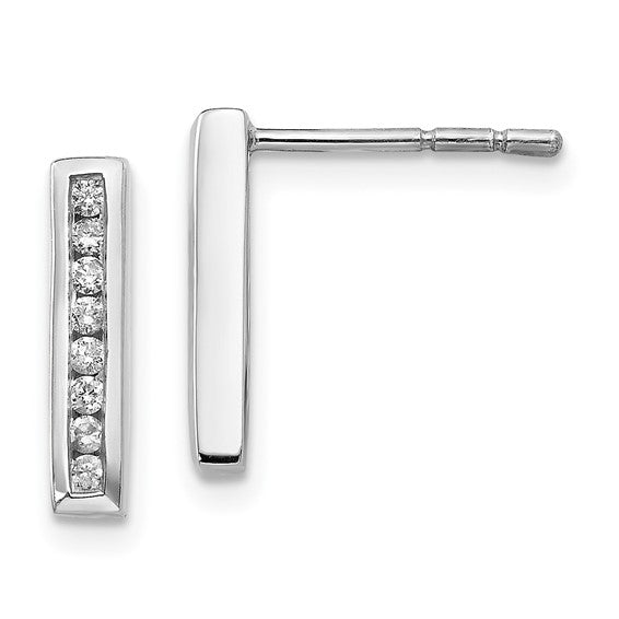 Sterling Diamond Bar Post Earrings