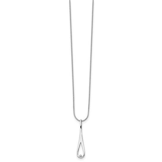 Silver Open Tear Diamond Necklace