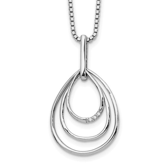 Sterling Diamond Fancy Teardrop Necklace