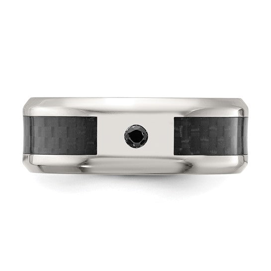 Titanium Black Carbon Fiber CZ Band