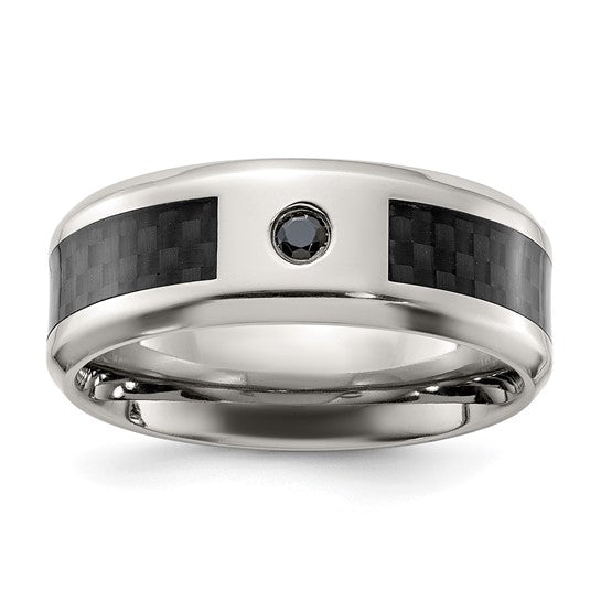 Titanium Black Carbon Fiber CZ Band
