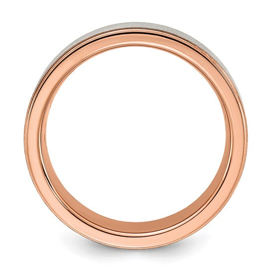 Titanium & Rose Stepped Edge Band