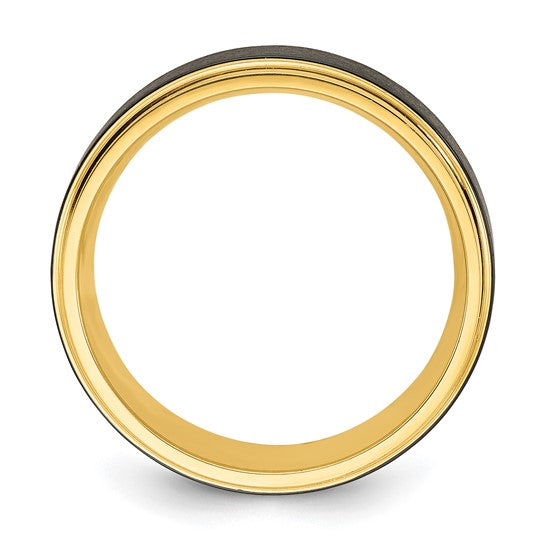 Black Zirconium & Yellow Stepped Edge Band