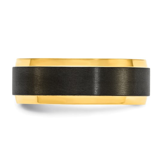 Black Zirconium & Yellow Stepped Edge Band