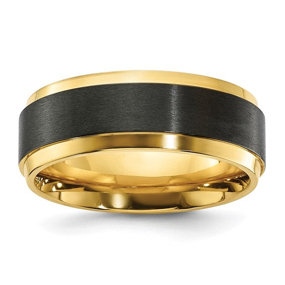 Black Zirconium & Yellow Stepped Edge Band