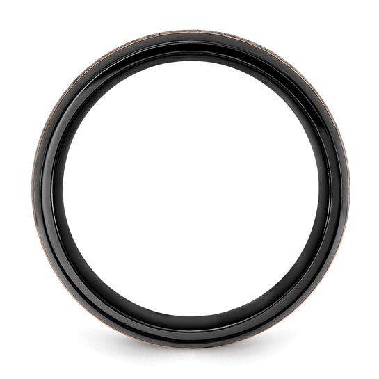 Black Zirconium Polished Rose with Antler Inlay Band