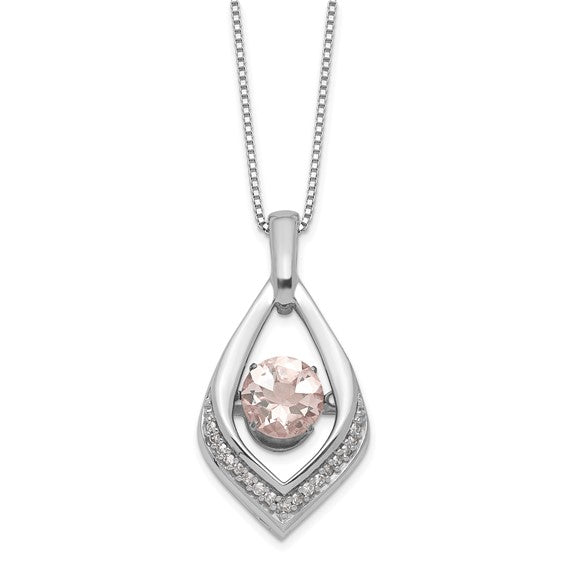 Sterling Vibrant Morganite & Diamond Necklace