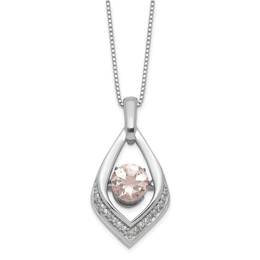 Sterling Vibrant Morganite & Diamond Necklace